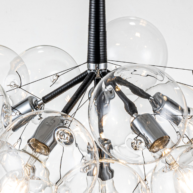 Modern Contemporary Cluster Bubble Glass Chandelier for Dining Room Living Room Restaurant in Black / Chrome Finish