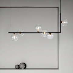 Modern Design 6-Light Linear Bubble Chandelier for Kitchen Island/Long Dining Table