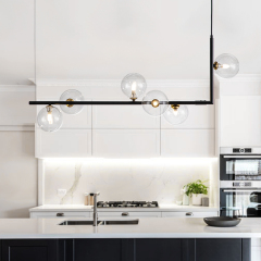 Modern Design 6-Light Linear Bubble Chandelier for Kitchen Island/Long Dining Table