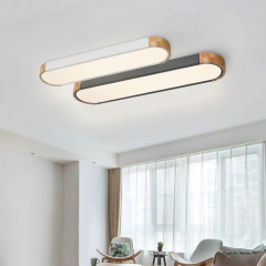 Modern Grey Dimmable LED Ceiling Light with Metal & Wood for Bedroom and living Room Warm White 3000K