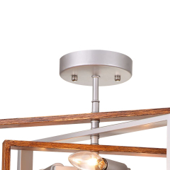 3-Light Modern Farmhouse Rotatable Rectangle Semi Flush Mount Ceiling Light in Silver+Rustic Gold for Kitchen Island /Hallway