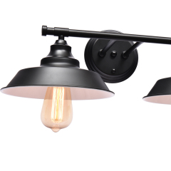 2-Light Modern Industrial Pot Lid Shades Wall Sconce Bathroom Vanity Light Over Mirror