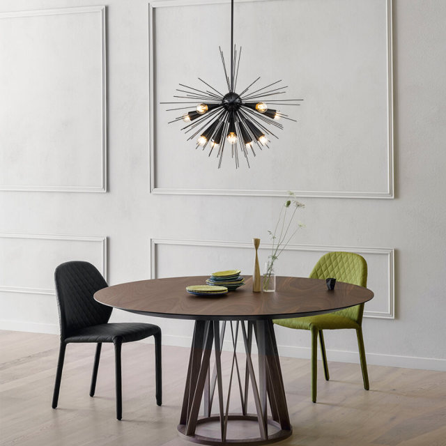 10-Light Mid-Century Modern Brass/ Black Sputnik Sunburst Chandelier for Dining Room/ Kitchen/ Living Room