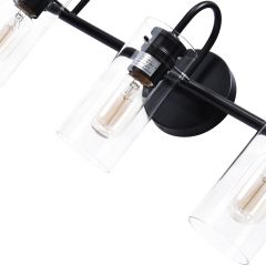 3-Light Modern Minimalist Cylinder Clear Glass Wall Sconces Wall Lights Bathroom Vanity Light for Entryway/ Living Room/ Bedroom