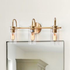 3-Light Modern Minimalist Cylinder Clear Glass Wall Sconces Wall Lights Bathroom Vanity Light for Entryway/ Living Room/ Bedroom
