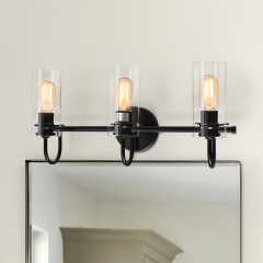 3-Light Modern Minimalist Cylinder Clear Glass Wall Sconces Wall Lights Bathroom Vanity Light for Entryway/ Living Room/ Bedroom