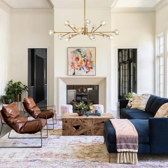 Luxury Glam Modern Branching Sputnik Crystal Chandelier in Brass Finish for Living Room/ Dining Room/ Kitchen