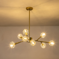 Luxury Glam Modern Branching Sputnik Crystal Chandelier in Brass Finish for Living Room/ Dining Room/ Kitchen