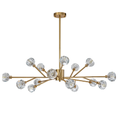Luxury Glam Modern Branching Sputnik Crystal Chandelier in Brass Finish for Living Room/ Dining Room/ Kitchen