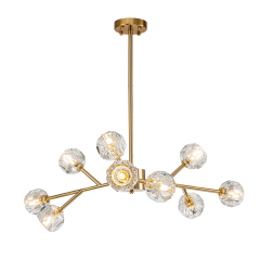 Luxury Glam Modern Branching Sputnik Crystal Chandelier in Brass Finish for Living Room/ Dining Room/ Kitchen