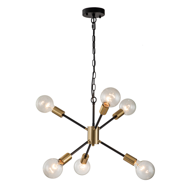 6-Light Modern Contemporary Sputnik Chandelier for Restaurant/ Living Room/ Bedroom Slope Ceiling Compatible