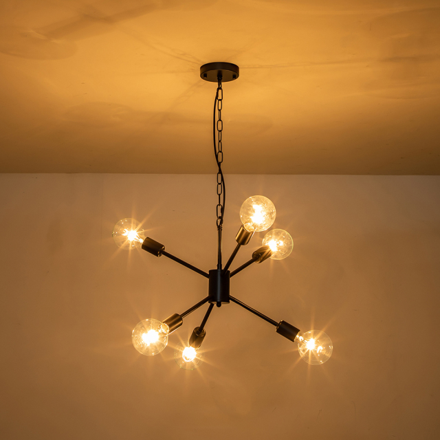 6-Light Modern Contemporary Sputnik Chandelier for Restaurant/ Living Room/ Bedroom Slope Ceiling Compatible