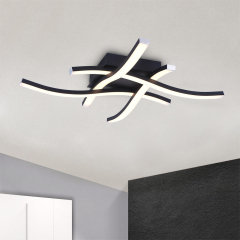 Dimmable LED Modern Curved Wavy Linear Flush Mount Ceiling Lights for Living Room Kitchen Washroom Dressing Room