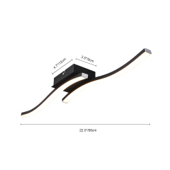 Dimmable LED Modern Curved Wavy Linear Flush Mount Ceiling Lights for Living Room Kitchen Washroom Dressing Room