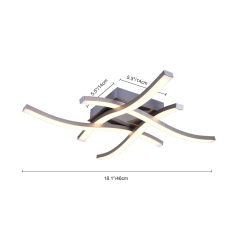 LED Modern Curved Wavy Linear Flush Mount Geometric Ceiling Lights for Living Room Kitchen Washroom Dressing Room