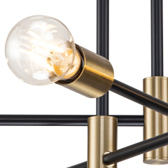 6/8-Light Mid-Century Modern Black Gold Sputnik Silhouette Semi Flush Mount for Dining Room/ Kitchen/ Living Room