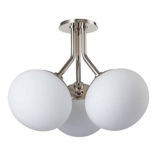 4-Light Modern Mid-Century Sputnik Semi Flush Mount with Frosted Opal Glass Globe for Dining Room/ Kitchen/ Living Room