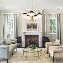 5-Light Modern Mid-century Spherical Frosted Glass Globes Chandelier for Living Room/ Dining Room/ Bedroom
