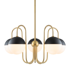5-Light Modern Mid-century Spherical Frosted Glass Globes Chandelier for Living Room/ Dining Room/ Bedroom