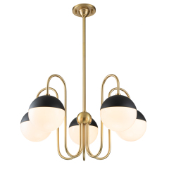 5-Light Modern Mid-century Spherical Frosted Glass Globes Chandelier for Living Room/ Dining Room/ Bedroom