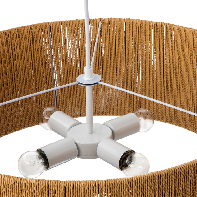 Boho Modern Handwoven Drum Chandelier with Natural Hemp Rope Design Island Chandelier for Bedroom/ Dining Table/ Breakfast Table