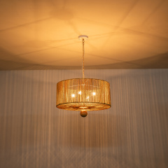 Boho Modern Handwoven Chandelier with Natural Hemp Rope Design Island Chandelier for Bedroom/ Dining Table/ Breakfast Table