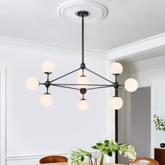 10-Light Contemporary Modern Sputnik Geometric Frosted Glass Globe Bubble Chandelier for Restaurant/ Living Room/ Bedroom/ Dining Table