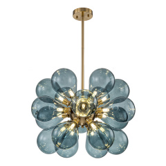Modern Blue Glass Bubble Cluster Chandelier Decorative Hanging Sputnik Pendant Lights for Living Room/ Dining Room/ Bedroom