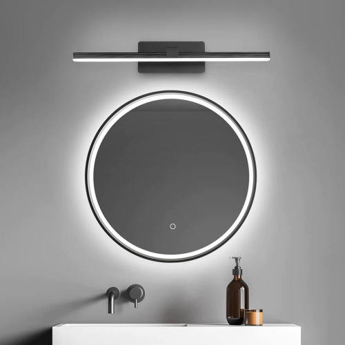 Modern Minimalist LED Bath Light Ultra-thin Vanity Bathroom Light Bar for Modern Home Lighting, Brushed Black/White