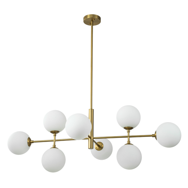8-Light Glam Modern Sputnik Frosted Opal Globes Bubble Chandelier for Living Room/ Dining Room/ Kitchen Island