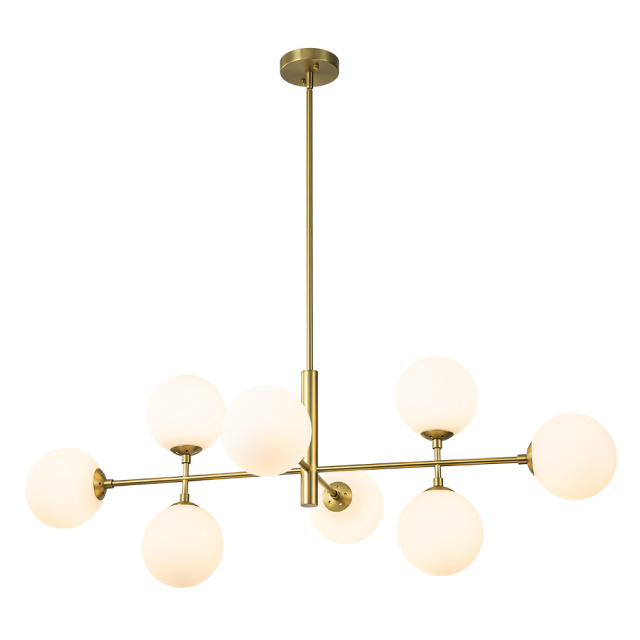 8-Light Glam Modern Sputnik Frosted Opal Globes Bubble Chandelier for Living Room/ Dining Room/ Kitchen Island