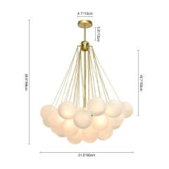Modern Frosted Globe Bubble Chandelier Cluster Glass Ball Pendant Light Fixture for Dining Room/ Living Room