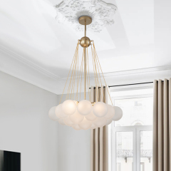Modern Frosted Globe Bubble Large Chandelier Cluster Glass Ball Pendant Light for High Ceiling Dining Room/ Living Room