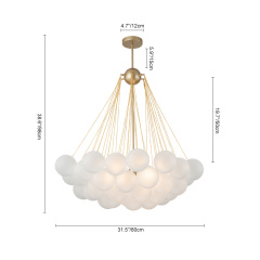 Modern Frosted Globe Bubble Chandelier Cluster Glass Ball Pendant Light Fixture for Dining Room/ Living Room