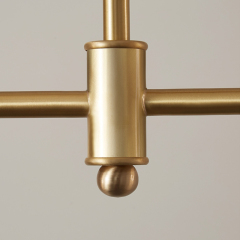 Mid-Century Modern 3 Light Linear Brass Ceiling Light with Round Glass Shade for Kitchen Island Dining Table