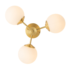 3-Light Mid-Century Modern Semi Flush Mount with Frosted Glass Globe for Dining Room/ Kitchen/ Living