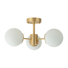 3-Light Mid-Century Modern Semi Flush Mount with Frosted Glass Globe for Dining Room/ Kitchen/ Living