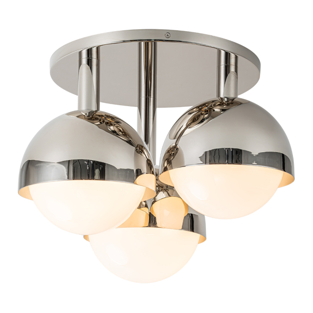 3-Light Modern Mid-Century Semi Flush Mount with Opal Glass Globe for Dining Room/ Kitchen/ Living Room