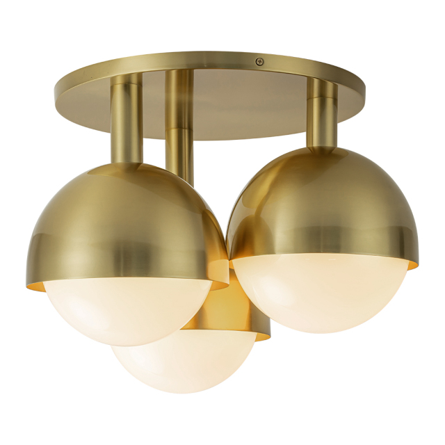 3-Light Modern Mid-Century Semi Flush Mount with Opal Glass Globe for Dining Room/ Kitchen/ Living Room