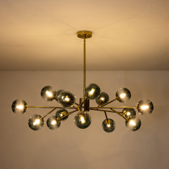 15-Light Glam Modern Mid-century Branching Sputnik Blue Glass Globes Chandelier for Living Room/ Dining Room/ Bedroom