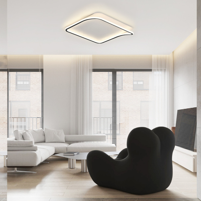 Modern Minimalist Sleek Square LED Flush Mount Ceiling Light For Living Room Hallway Home Office