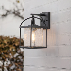 IP23 Outdoor Lantern Crackle Glass Shade Wall Sconce Waterproof Indoor Porch Light Fixture in Modern Style