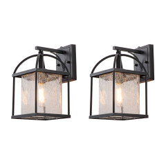IP23 Outdoor Lantern Crackle Glas Shade Wall Sconce Waterproof Indoor Porch Light Fixture in Modern Style