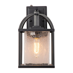 IP23 Outdoor Lantern Crackle Glas Shade Wall Sconce Waterproof Indoor Porch Light Fixture in Modern Style