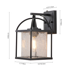 IP23 Outdoor Lantern Crackle Glas Shade Wall Sconce Waterproof Indoor Porch Light Fixture in Modern Style