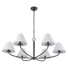 Traditional Mid-century Modern Metal Chandelier with Curved 6-Arm Design for Living Room/ Dining Room/ Bedroom