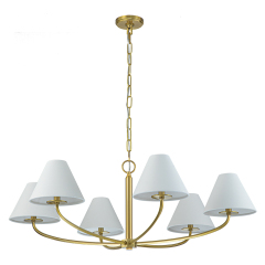 Traditional Mid-century Modern Metal Chandelier with Curved 6-Arm Design for Living Room/ Dining Room/ Bedroom