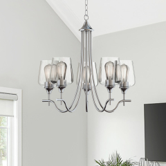 Traditional Modern Empire Candle Style Wine Glass Chandelier With Curved Arm Design For Living Room Dining Room Bedroom