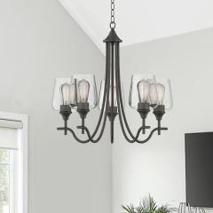 Traditional Modern Empire Candle Style Wine Glass Chandelier With Curved Arm Design For Living Room Dining Room Bedroom