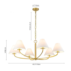 Traditional Mid-century Modern Metal Chandelier with Curved 6-Arm Design for Living Room/ Dining Room/ Bedroom
